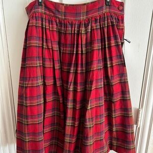 Unique Vintage Red Plaid Skirt